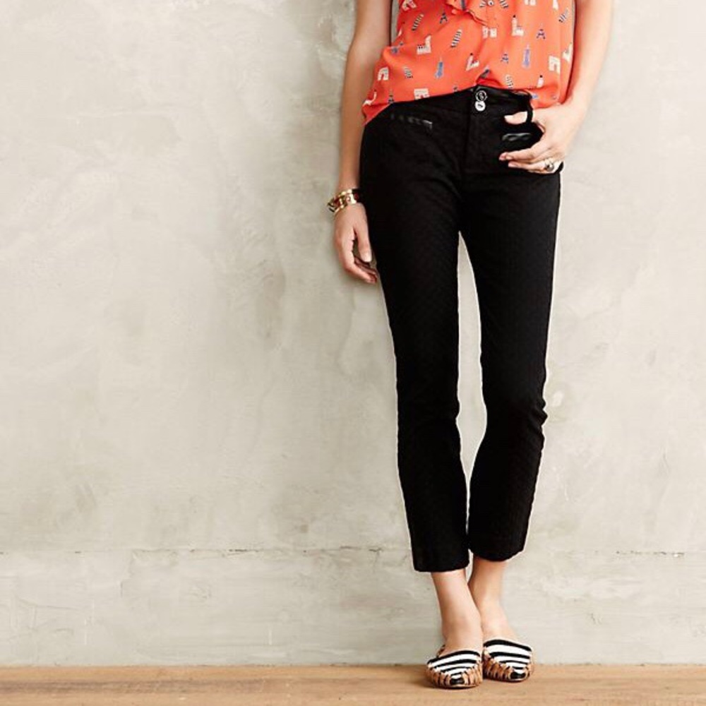Anthropologie Black Cropped Ankle Pants